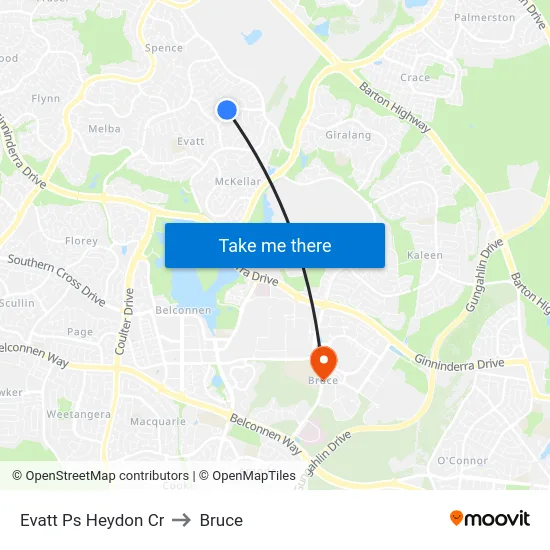 Evatt Ps Heydon Cr to Bruce map