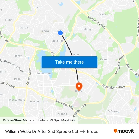 William Webb Dr After 2nd Sproule Cct to Bruce map