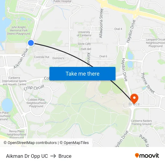Aikman Dr Opp UC to Bruce map