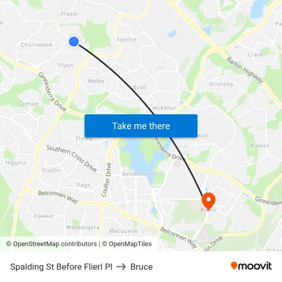 Spalding St Before Flierl Pl to Bruce map