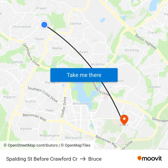Spalding St Before Crawford Cr to Bruce map