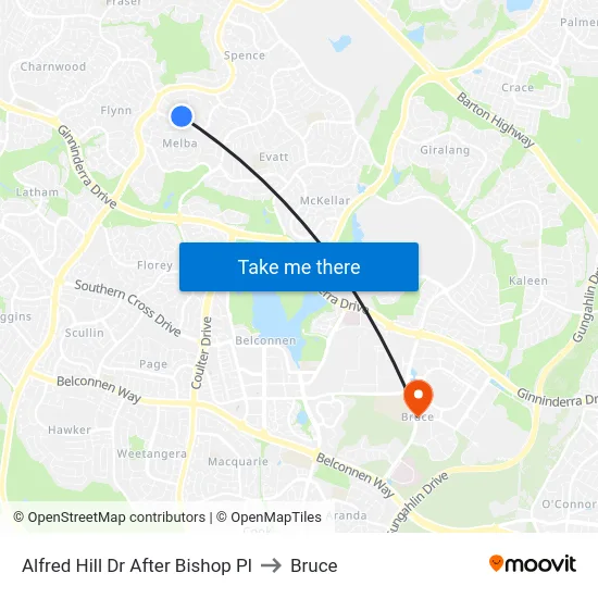 Alfred Hill Dr After Bishop Pl to Bruce map
