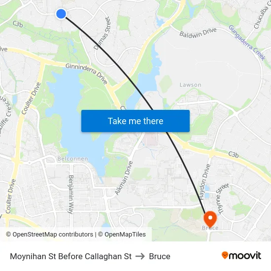 Moynihan St Before Callaghan St to Bruce map