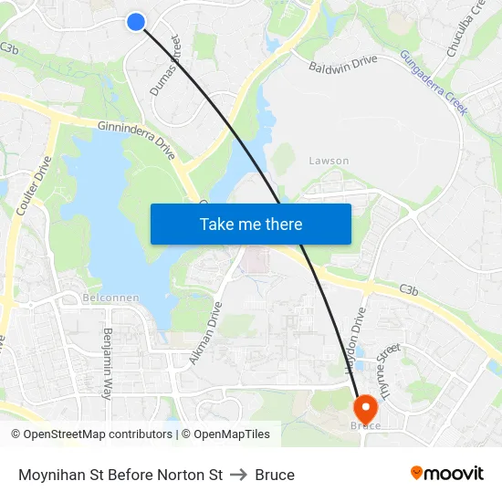 Moynihan St Before Norton St to Bruce map