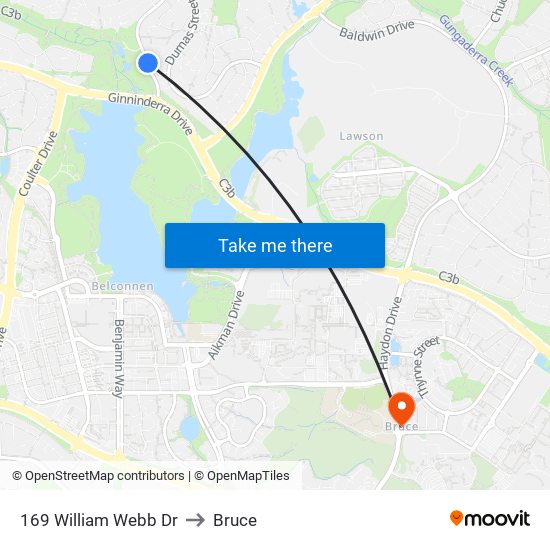 169 William Webb Dr to Bruce map