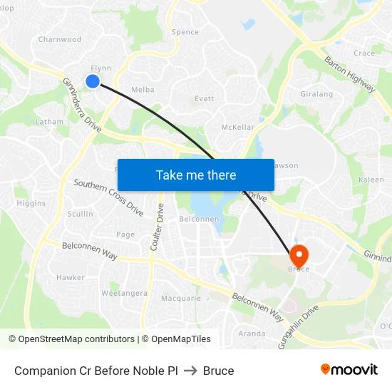 Companion Cr Before Noble Pl to Bruce map