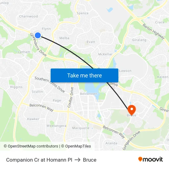 Companion Cr at Homann Pl to Bruce map