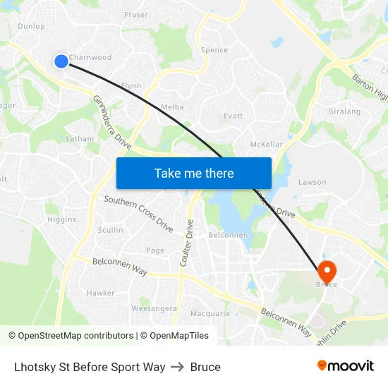 Lhotsky St Before Sport Way to Bruce map