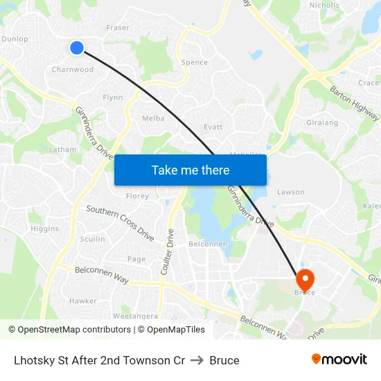 Lhotsky St After 2nd Townson Cr to Bruce map