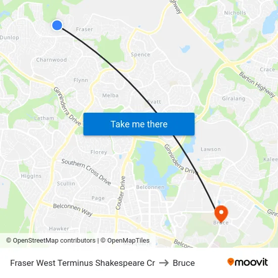 Fraser West Terminus Shakespeare Cr to Bruce map