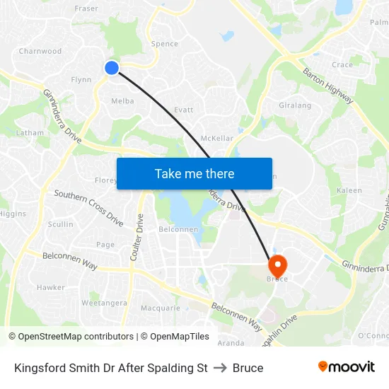Kingsford Smith Dr After Spalding St to Bruce map