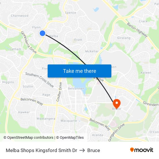 Melba Shops Kingsford Smith Dr to Bruce map