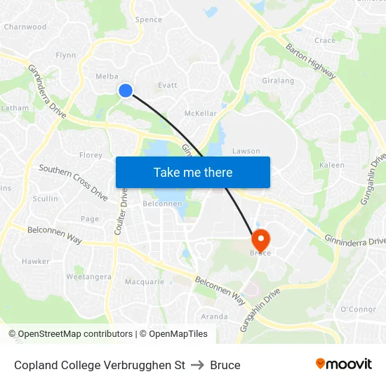 Copland College Verbrugghen St to Bruce map
