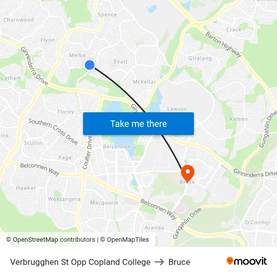 Verbrugghen St Opp Copland College to Bruce map