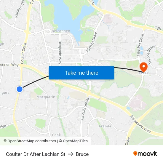Coulter Dr After Lachlan St to Bruce map