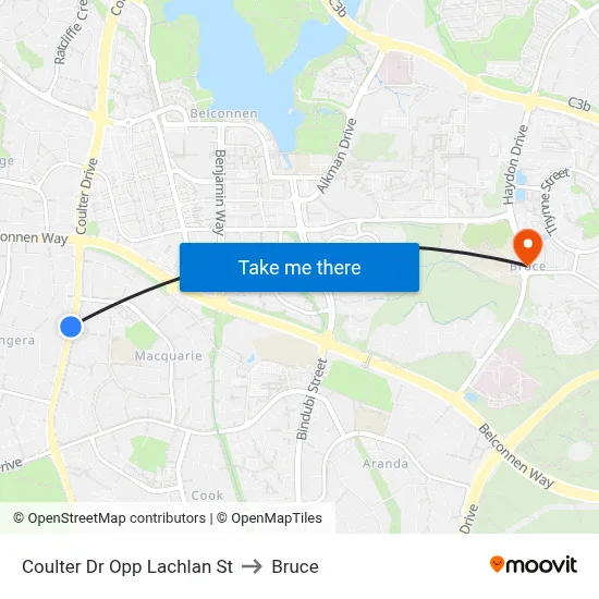 Coulter Dr Opp Lachlan St to Bruce map