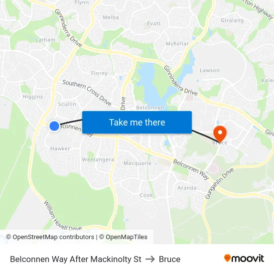 Belconnen Way After Mackinolty St to Bruce map