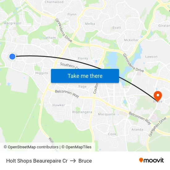 Holt Shops Beaurepaire Cr to Bruce map