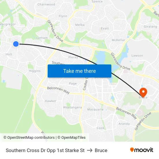 Southern Cross Dr Opp 1st Starke St to Bruce map