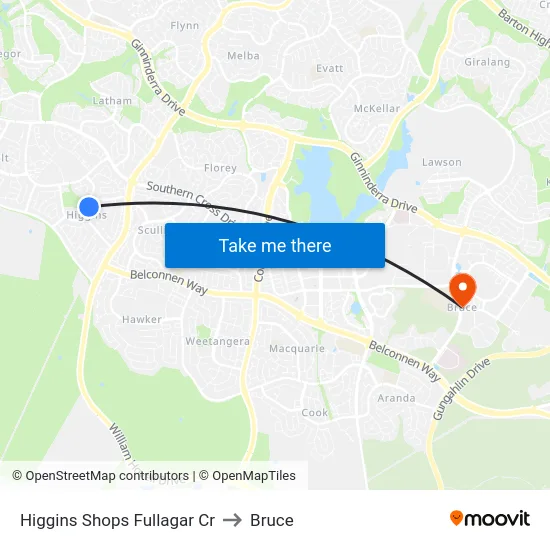 Higgins Shops Fullagar Cr to Bruce map