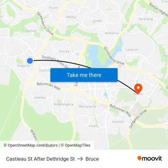 Castieau St After Dethridge St to Bruce map