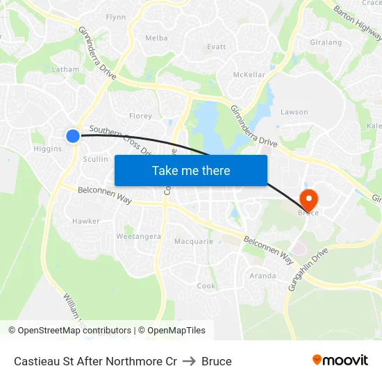 Castieau St After Northmore Cr to Bruce map