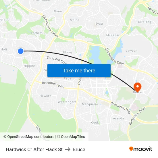 Hardwick Cr After Flack St to Bruce map