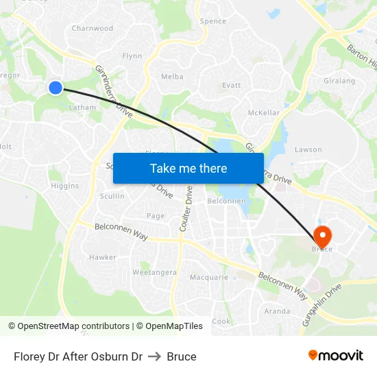 Florey Dr After Osburn Dr to Bruce map