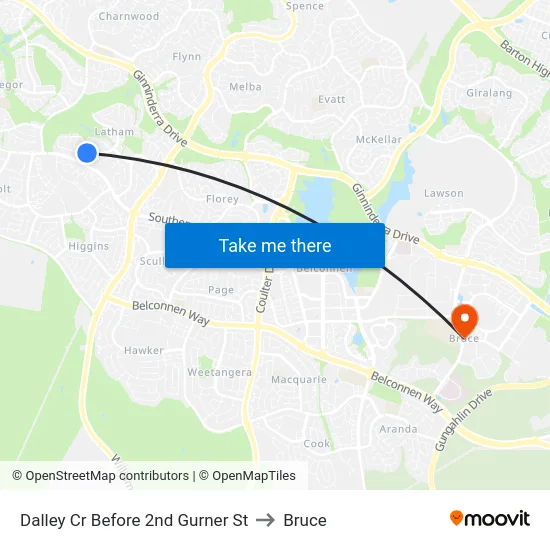 Dalley Cr Before 2nd Gurner St to Bruce map