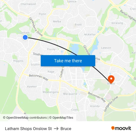 Latham Shops Onslow St to Bruce map