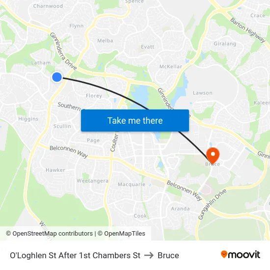 O'Loghlen St After 1st Chambers St to Bruce map