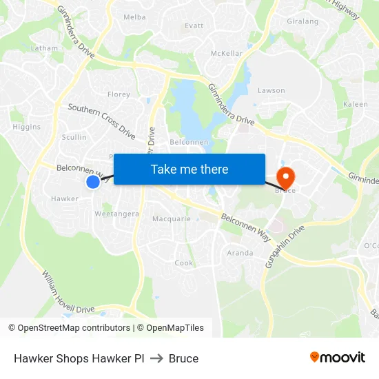 Hawker Shops Hawker Pl to Bruce map