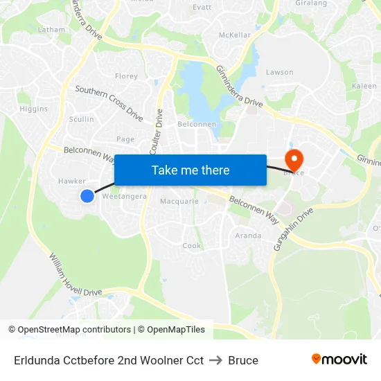 Erldunda Cctbefore 2nd Woolner Cct to Bruce map