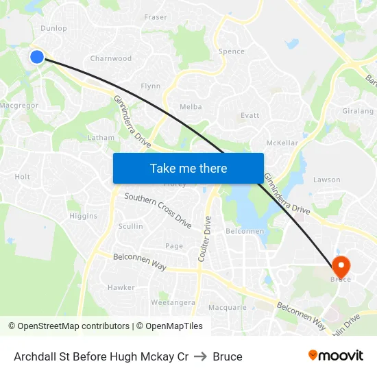 Archdall St Before Hugh Mckay Cr to Bruce map