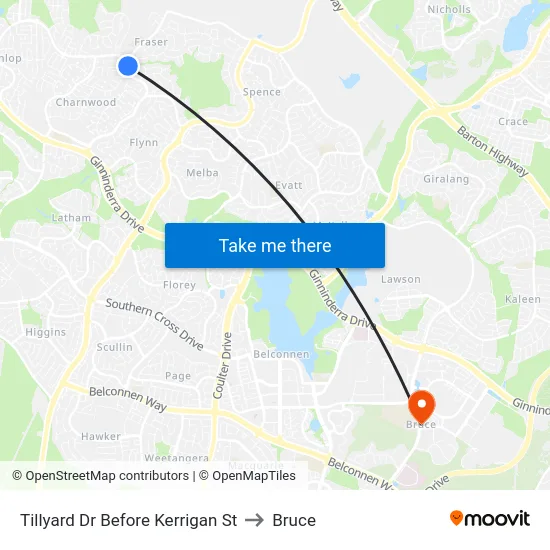 Tillyard Dr Before Kerrigan St to Bruce map