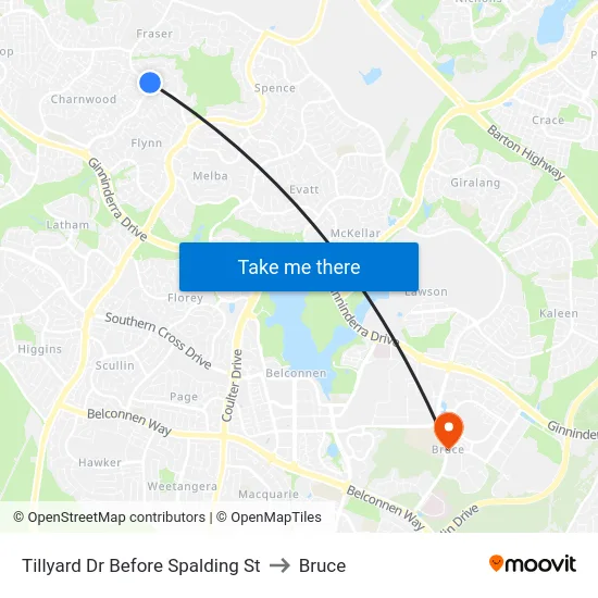 Tillyard Dr Before Spalding St to Bruce map