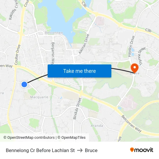 Bennelong Cr Before Lachlan St to Bruce map