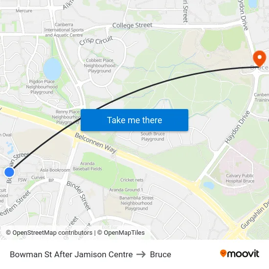 Bowman St After Jamison Centre to Bruce map