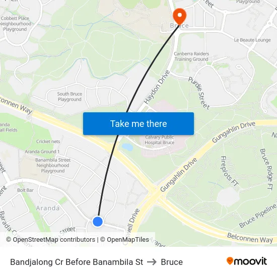 Bandjalong Cr Before Banambila St to Bruce map