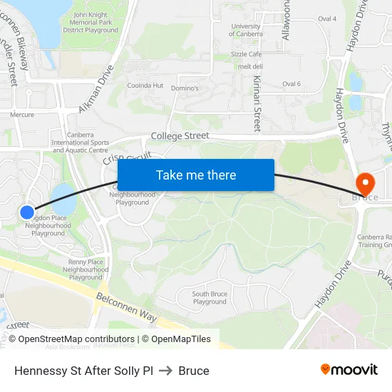 Hennessy St After Solly Pl to Bruce map