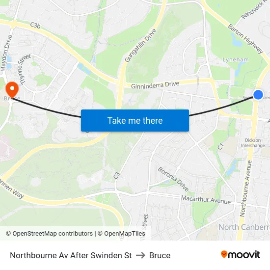 Northbourne Av After Swinden St to Bruce map