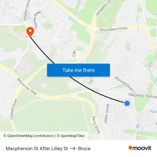 Macpherson St After Lilley St to Bruce map