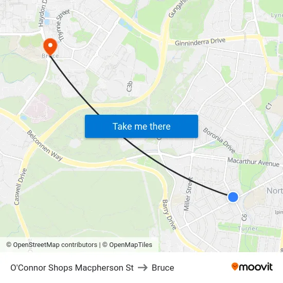 O'Connor Shops Macpherson St to Bruce map