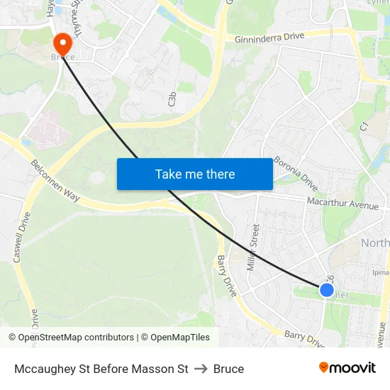 Mccaughey St Before Masson St to Bruce map