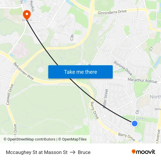 Mccaughey St at Masson St to Bruce map