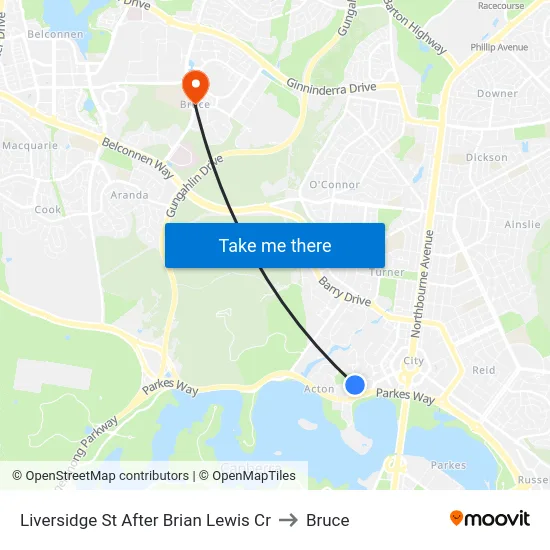 Liversidge St After Brian Lewis Cr to Bruce map