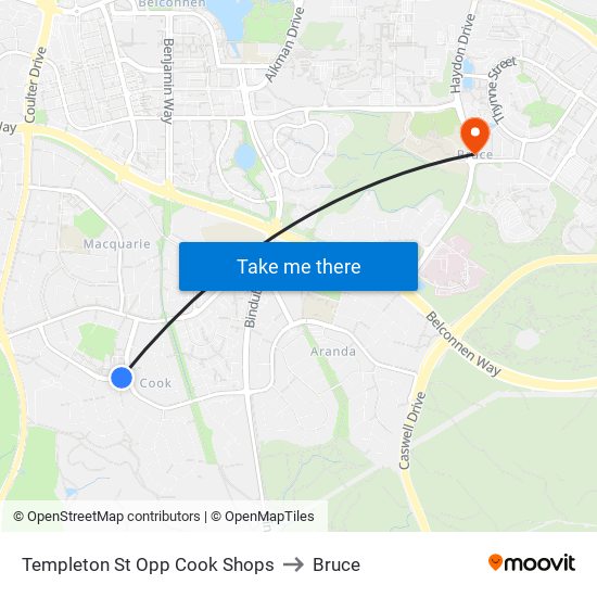 Templeton St Opp Cook Shops to Bruce map