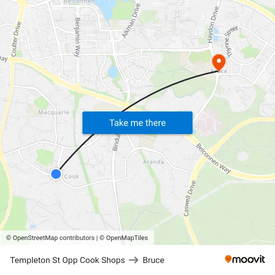 Templeton St Opp Cook Shops to Bruce map