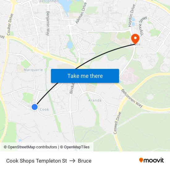 Cook Shops Templeton St to Bruce map