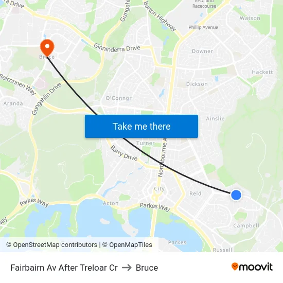 Fairbairn Av After Treloar Cr to Bruce map